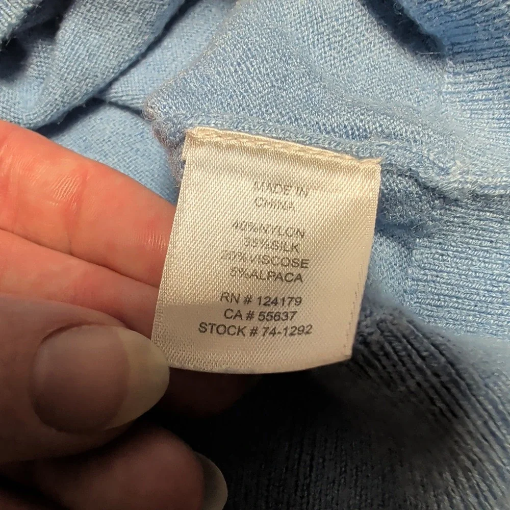 Johnston & Murphy V-Neck Sweater Mens S Blue Excellent Silk Alpaca Blend 74-1292